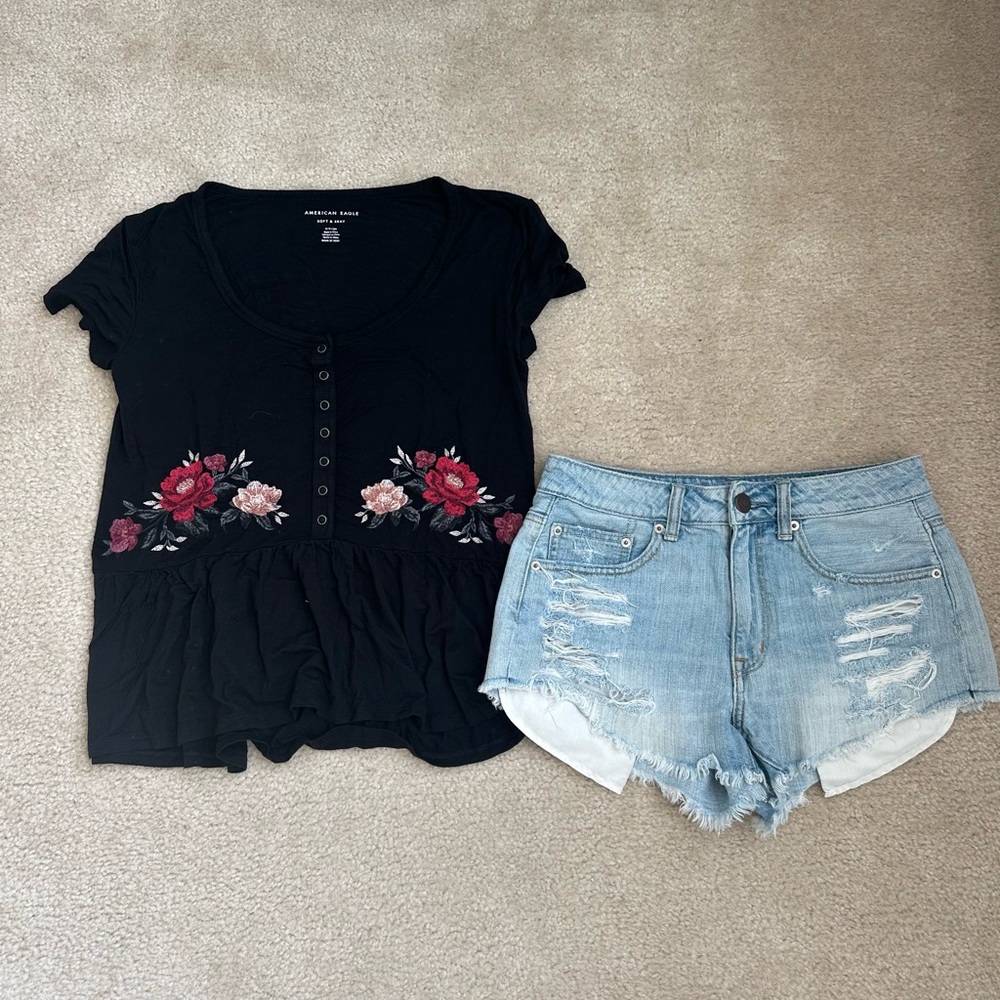 American Eagle Outfitters Light Blue High Waist Shorts